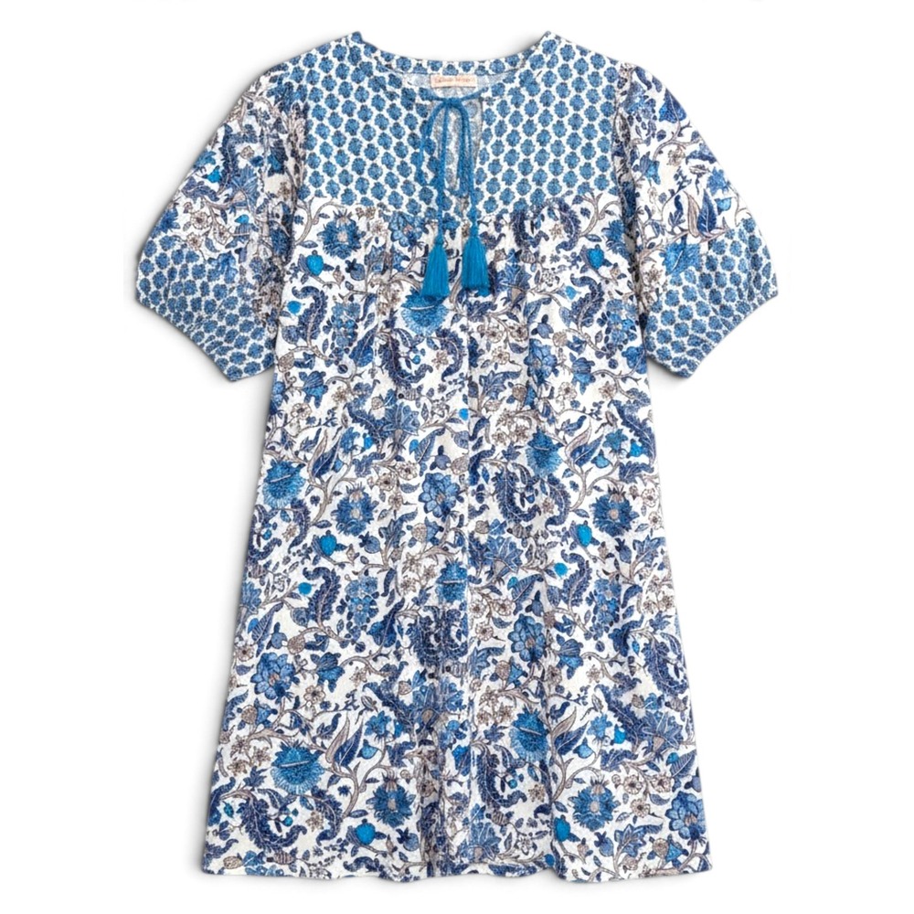 Knox Rose Shift Dress Women XL Blue Floral Paisley Boho Cottagecore Hippie